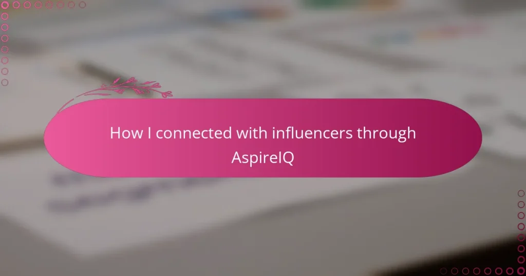 How I connected with influencers through AspireIQ