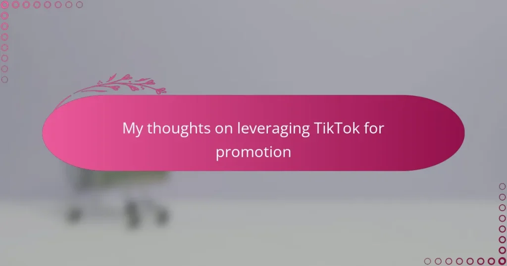 My thoughts on leveraging TikTok for promotion