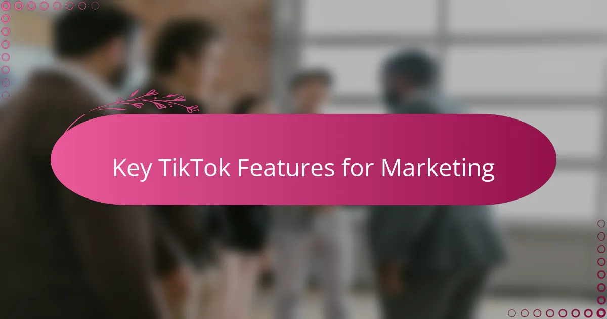 Key TikTok Features for Marketing