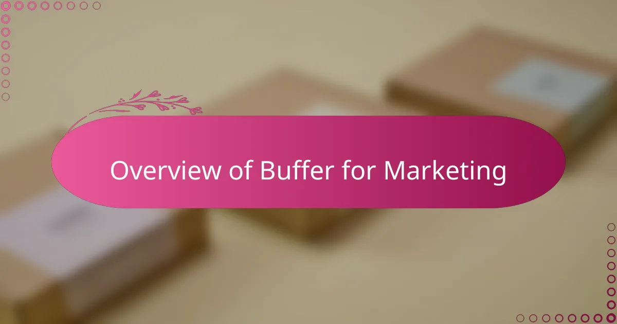 Overview of Buffer for Marketing